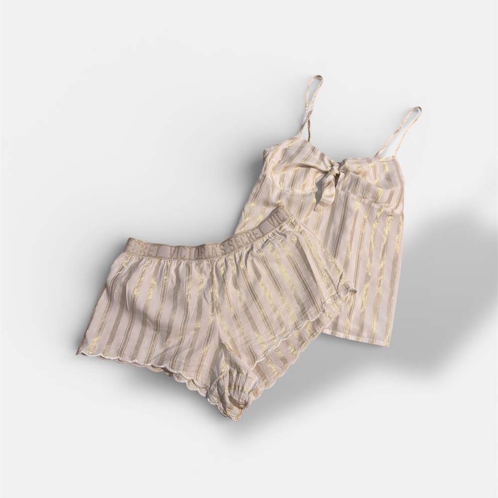 y2k NWOT Victoria’s Secret Gold and White Pajama Set